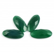 Green onyx oval rosecut flat back gemstone
